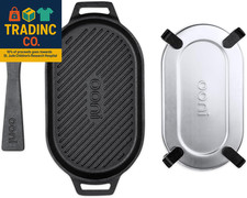 Cast Iron Grizzler Pan - Grill Frying Pan, 12" X 6" Griddle Plate with Removable