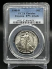 1941-D 50C Walking Liberty Half Dollar PCGS Genuine Cleaning- UNC Detail.