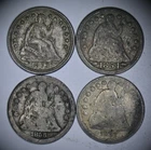 Lot of 4 Seated Liberty Half Dimes - 1853, 1854, 1856, 1857 - No Reserve