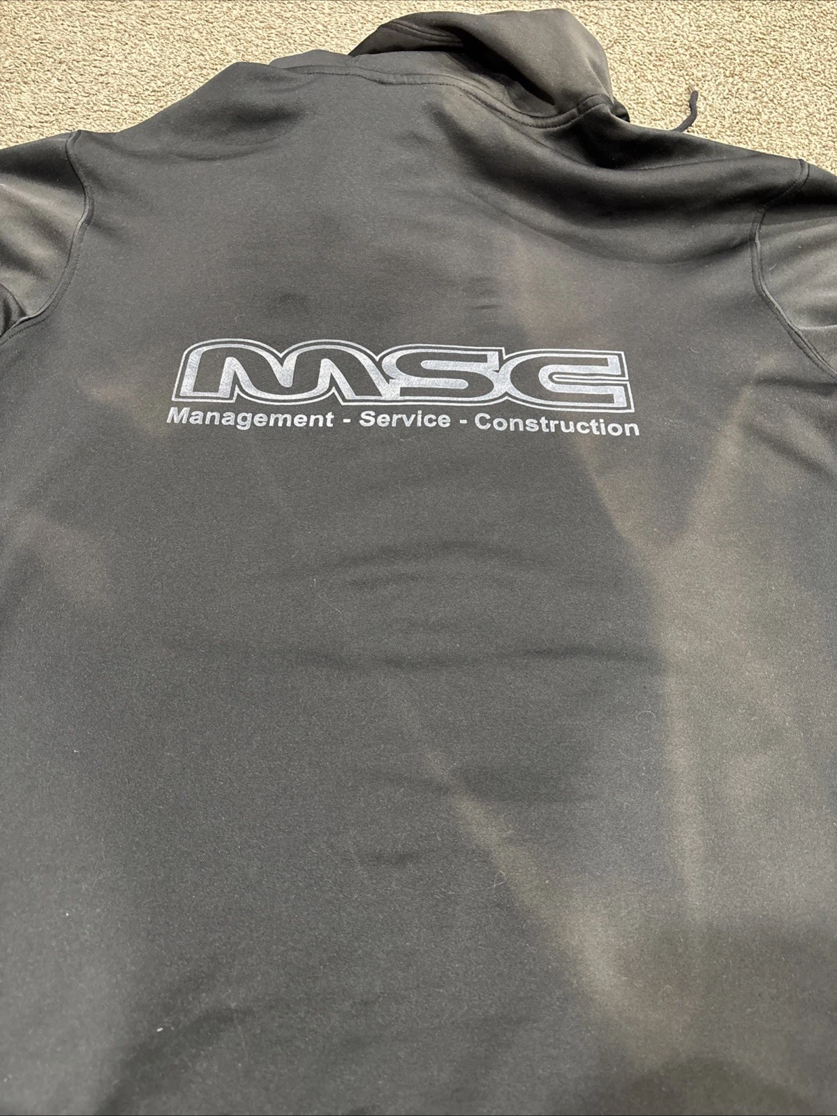 VETEMENTS Felpa con cappuccio Sport Tek unisex XL stampa grande MSC gestione costruzioni