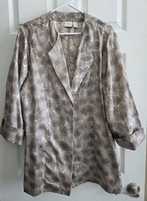 Chico's 3 Jacket Blazer Gold Beige 3/4 Sleeves Career Designer