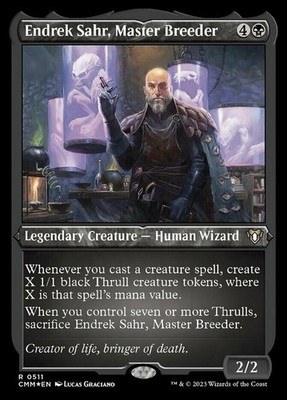 x1 Endrek Sahr, Master Breeder - Foil Etched R MTG Commander Masters M/NM, Engli