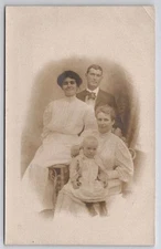 RPPC Victorian Family Portrait Atlantic City NJ Boardwalk Photo PMC Postcard I32