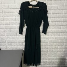 Vintage Spencer Alexis Long Dress Women  s 10 Emerald Green Lace Jeweled Occasion