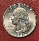 1932 P Washington Silver Quarter, AU to Uncirculated, Full Luster.