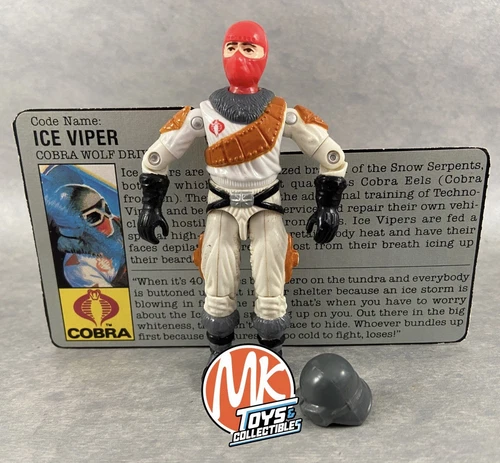1987 GI JOE 3.75” - ICE VIPER (V1 / S6) w/ FILECARD & ACCESSORY - COBRA WOLF