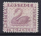 1865 WESTERN AUSTRALIA 2d BLACK SWAN WERNER'S REPLICA PRE-DECIMAL STAMP MUH