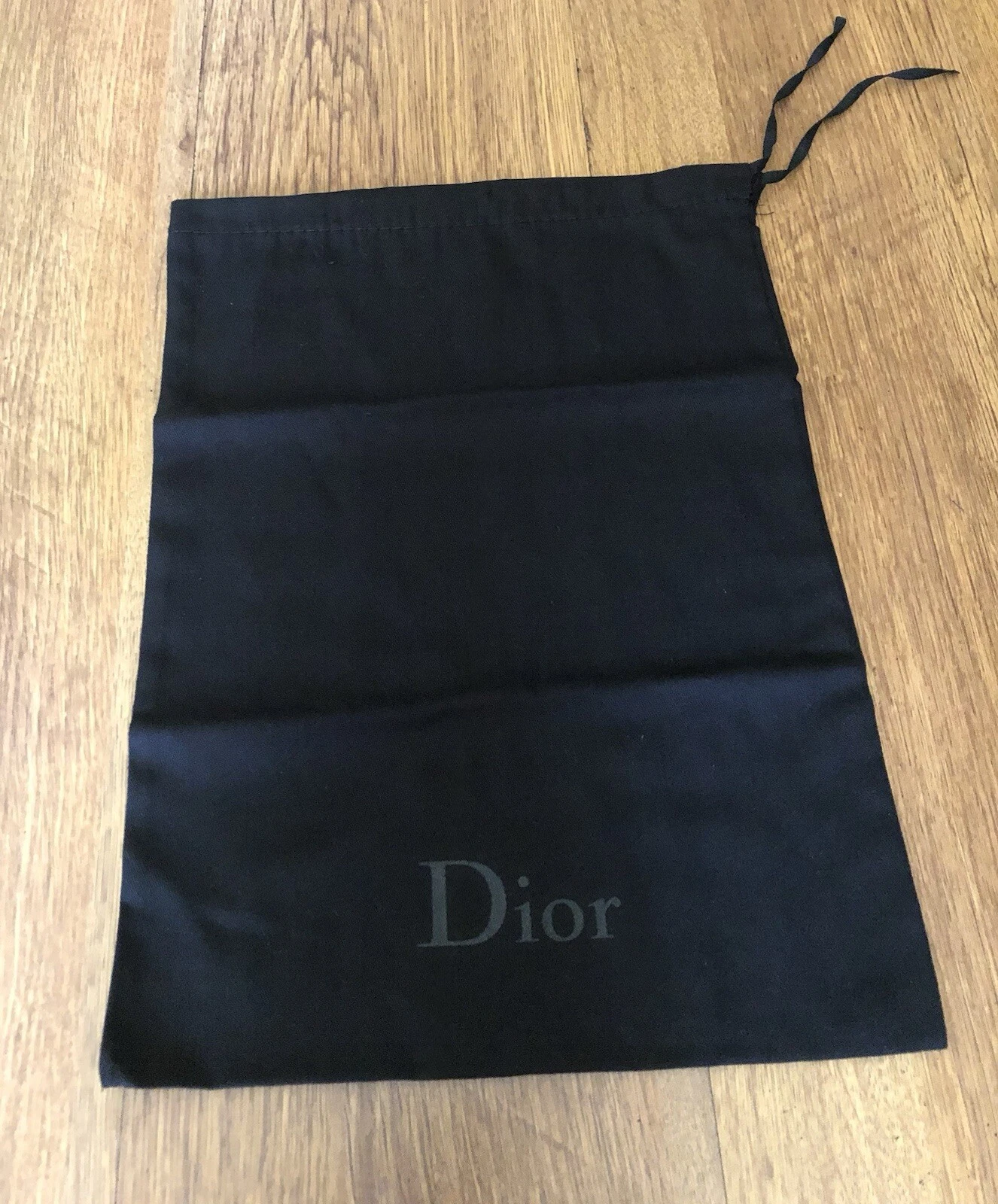 Sac à poussière Dior authentique neuf noir avec cordes à dessin pour chaussures 15