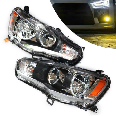 Fits Mitsubishi Lancer 2008-2017 Pair Halogen Headlights Headlamps Left + Right