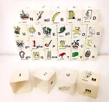 23 Italian Language Alphabet Cube Nuts 1960s White Glossy Plastic Design