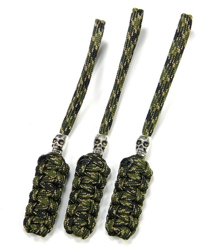 3 Paracord Skull Zipper Pulls & Knife Lanyards Multiple Colors - US Veteran - Picture 3 of 3
