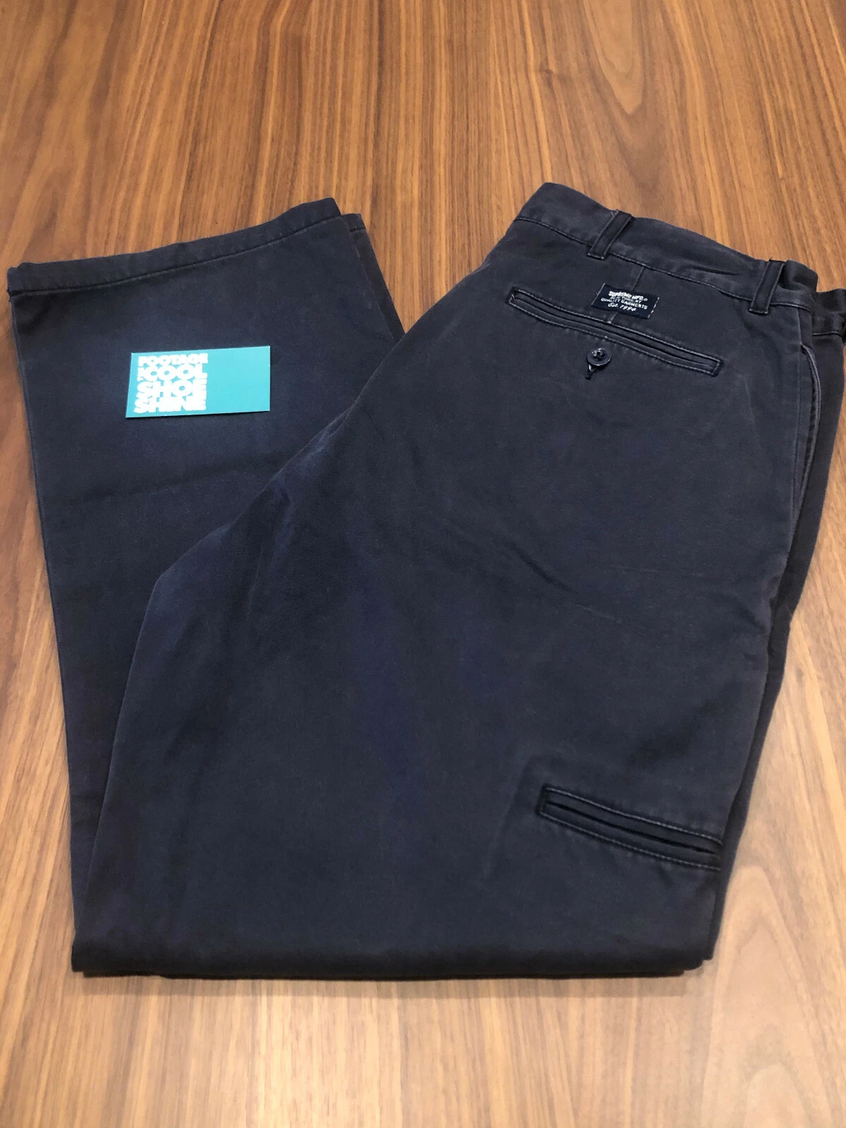 SUPREME GARMENTS CHINO WORK PANTS NAVY BLUE BOX LOGO 34 x 28