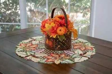 Colorful Cutwork Fall Maple Leaf Table Doily (23" Round)