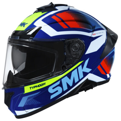 SMK Typhoon Motorcycle Helmet - Thorn Blue/Yellow/Red