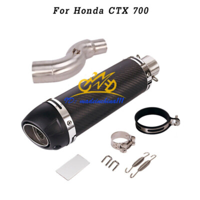 For Honda CTX 700 Exhaust Mid Link Pipe Slip On 51mm Muffler Tips Carbon Fiber