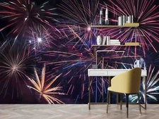 3D Fireworks Self-adhesive Removeable Wallpaper Wall Mural 1