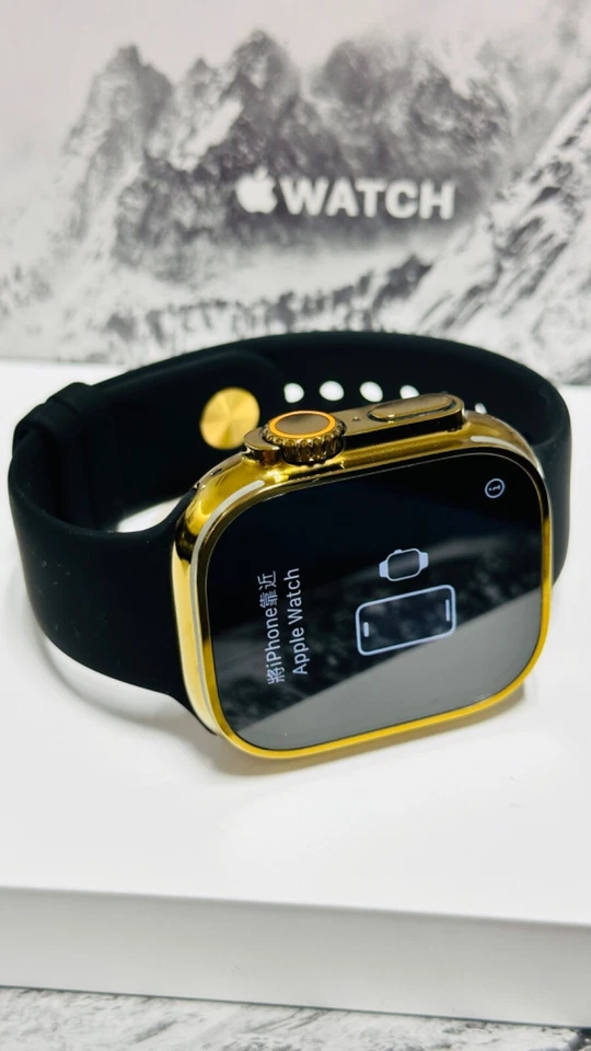 Custom Anodized 49MM GOLD Apple Watch ULTRA Titanium Black Sport Band 24k Gold P - Image 2 of 4