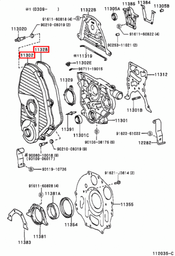 Genuine Toyota Hilux LN167 5L 3.0 Diesel Timing Belt Cover w Gasket - Picture 13 of 13
