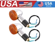2x 12V Clear Lens Amber Bullet Turn Signals for Motorcycles Yellow