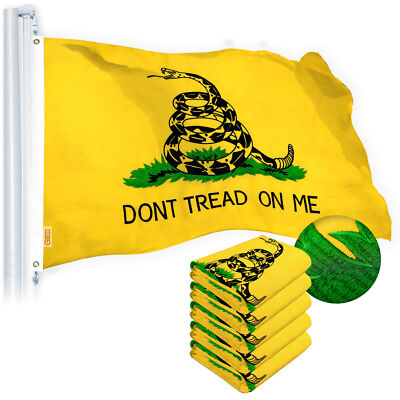 NEW G128 Gadsden Don't Tread on Me Flag 5-Pack 2x3FT, Embroidered Spun Polyester