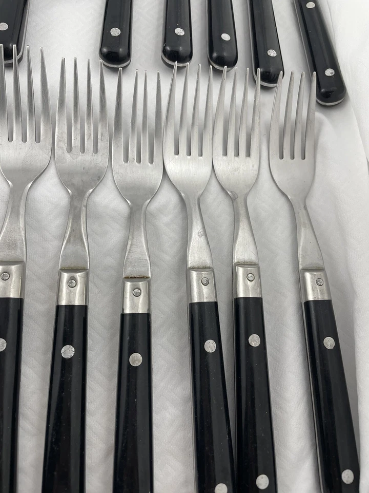 Lote surtido de 35 cubiertos de acero inoxidable Estia Corea asas de plástico negro Foto 3 de 4