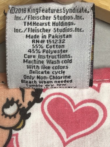 BETTY BOOP King Features Pink Hearts SCRUB Top Two Pockets Waist Ties Sz XL - Picture 10 of 15