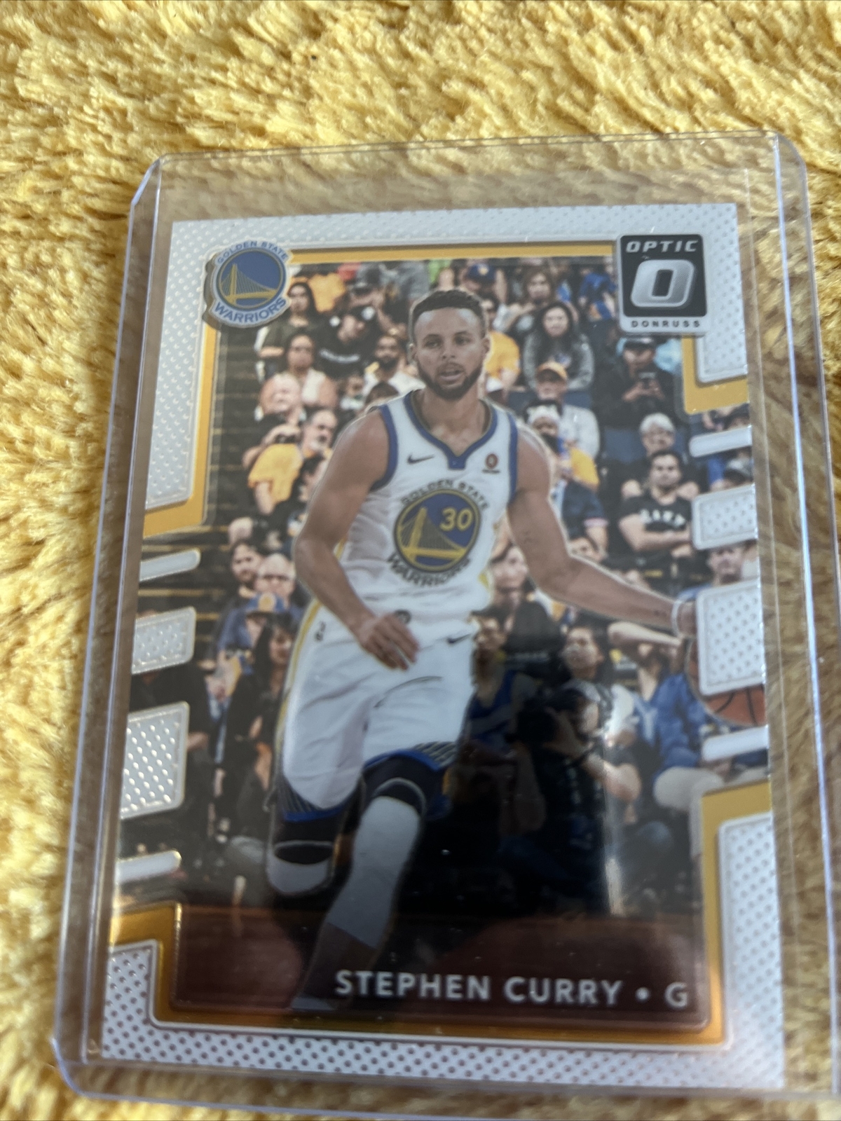 Stephen Curry 2017, silver optic card number 46 Golden State Warriors