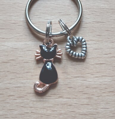 Schöner Schlüsselanhänger ''Schwarze Katze'' Bagcharm süß tolles nützliches kleines Geschenk      
