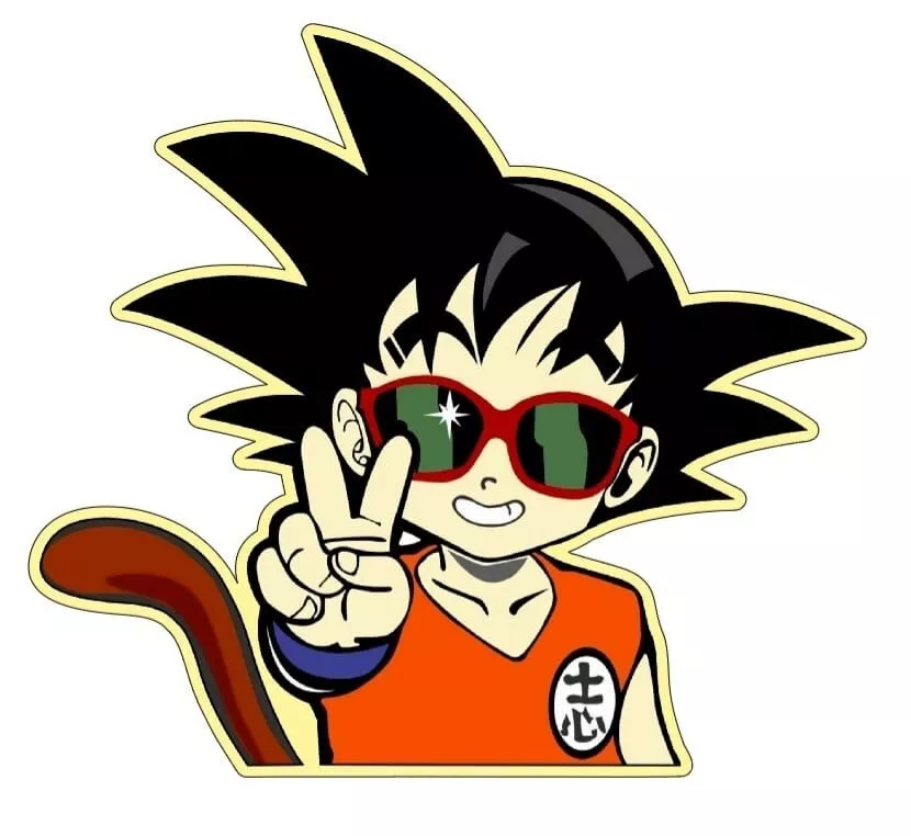 GOKU KID/DBZ VINYL STICKER/ANIME STICKER HOLOGRAPHIC OR GLOSSY/ FOR  CAR/WALL/ETC