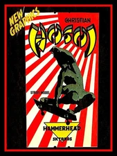 4.5" HOSOI Hammerhead skateboard vinyl sticker. 80's vintage style sktboarddecal