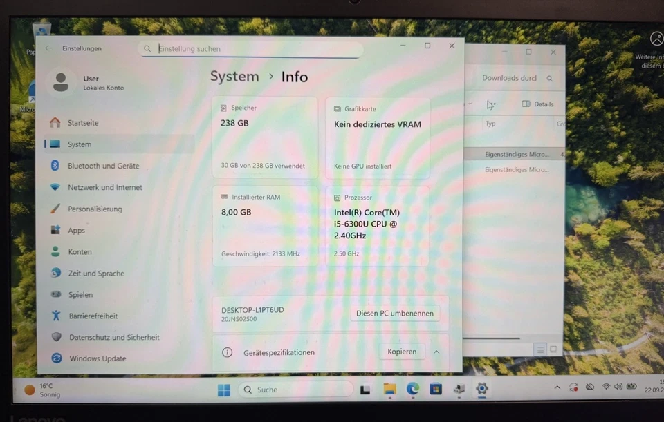 Lenovo ThinkPad T470 · i5-6300U · 8GB · 256GB, Foto 4 von 5