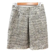 AVV Standard Michel Klein Pleated Mini Tweed Skirt Beige M Used