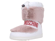 Love Moschino Women's Winter Ankle Boots Faux Fur Pink/White