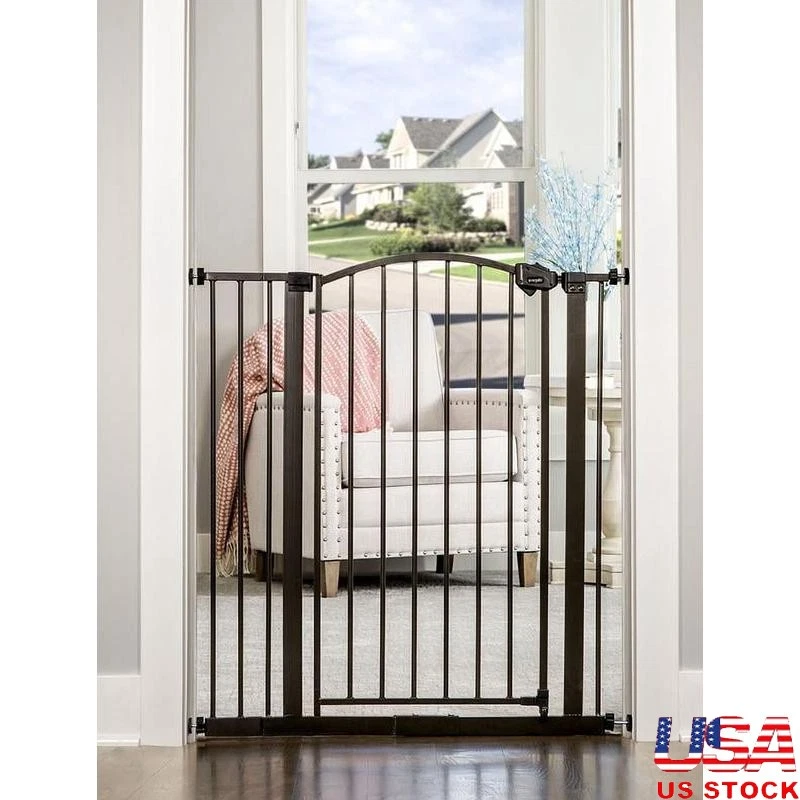 Extra Tall Baby Gate Walk Through Pet Dog Gate for Stairs Doorways Black NEW