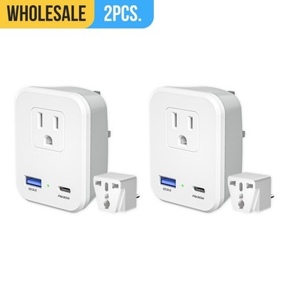 2PCS Travel Adapter Converter Type G Plug Wall Outlet Dual 2 USB for US  to UK