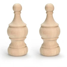 2Pack Decorative Unfinished Wood Finials 5.9" Tall x 2.4" Wide for Bed Post F...