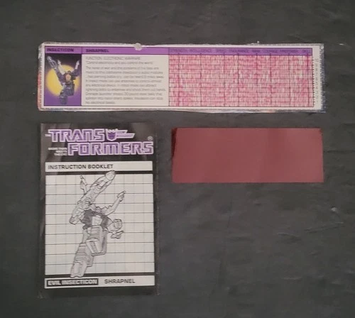 Transformers G1 "SHRAPNEL" Figure Instruction Booklet w/ Tech Spec & Red Decoder
