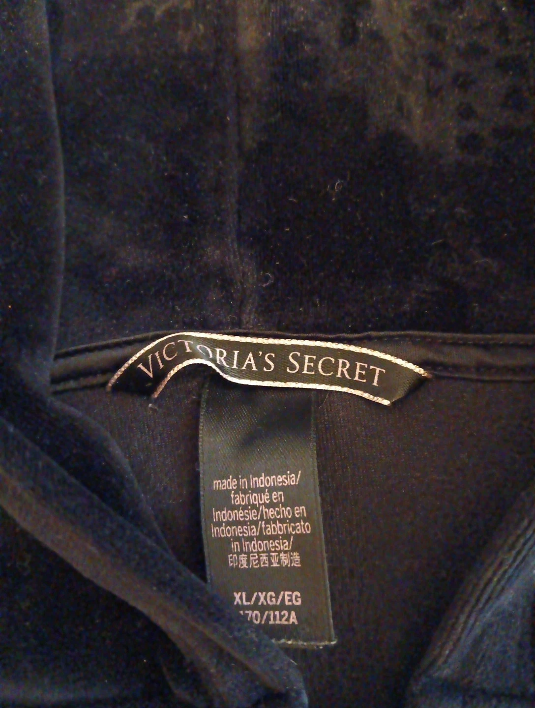 UNDERCOVER FELPA CON CAPPUCCIO Victoria's Secret VELLUTO ROSA logo ricamato FULL ZIP CROP velluto taglia XL