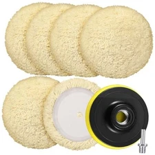  Pcs Wool Buffing Polishing Pads Cutting Pads Hook Loop 3 Inch 6 Original Color