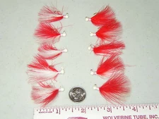 HAND TIED MARABOU JIGS TROUT STEELHEAD CRAPPIE 1/64 oz. RED & WHITE