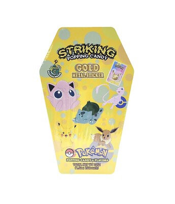 Pokemon Striking Popping Candy Variety Pack Tin Case 225g + 24k Gold 1 Sticker