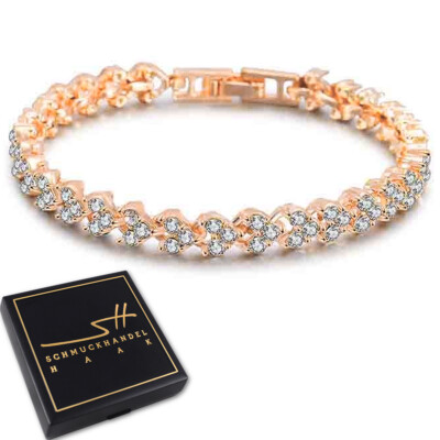 Edles Armband Bracelet *Cubic Zirkonia* Rosé-Gold im Etui Geschenk Muttertag