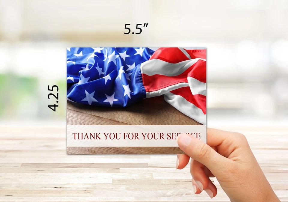 American Flag Thank You For Your Service Cards-Blank Inside-5.5"x 4.25"-12 or 24 - Image 3 of 4