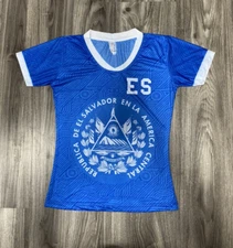 EL SALVADOR WOMENS SOCCER JERSEY BLUE WHITE BLUSA DE MUJER EL SALVADOR ALL SIZES