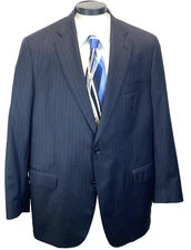 Brooks Brothers Blazer Mens 46L Blue Stripe Regent Virgin Wool Suit Sport Jacket