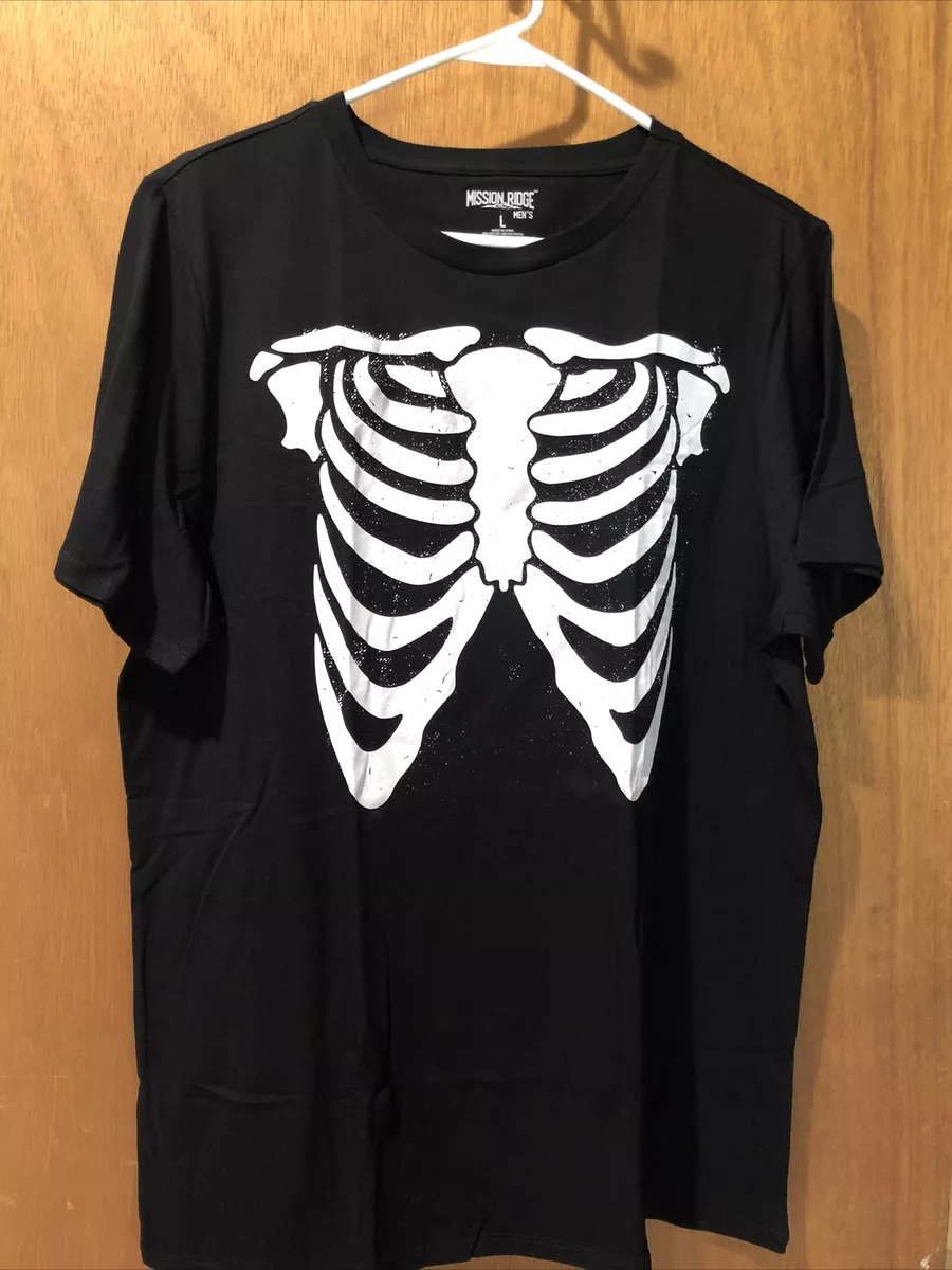 Mens White Skeleton Rib Cage Funny Halloween Costume T shirt