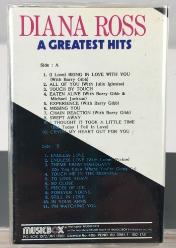 Diana Ross A Greatest Hits Audio Cassette Tape C-90 Music Box 1980s Lyric Insert - Picture 2 of 6