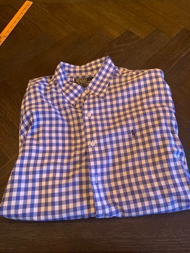 Ralph Lauren POLO by Ralph Lauren LOWELL SPORT Gingham Check Short-Sleeve Check Shirt, Men's Size XL (approx.) cotton blue type Vintage Second Hand