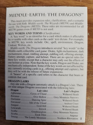 Middle-Earth CCG MECCG The Dragons Singles *Select Your Card* - Picture 123 of 181