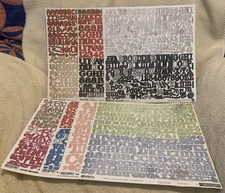 Lot Of 7 BASIC GREY Alphabet, Number & Punctuation Sticker Sheets 12x12 - Unused